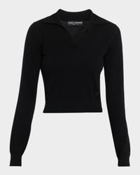 Cashmere Crop Henley Sweater