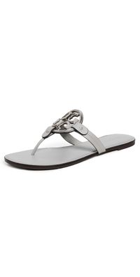 Tory Burch Metal Miller Sandals Loutre Grey/Silver 6.5