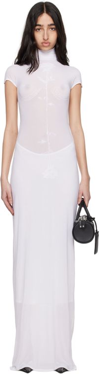 Jean Paul Gaultier White Light Viscose Jersey Sleeveless Maxi Dress