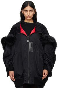 Junya Watanabe Black Nylon & Faux Fur Jacket