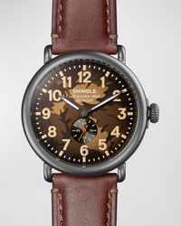 Men's Runwell Leather-Strap Watch, 47mm