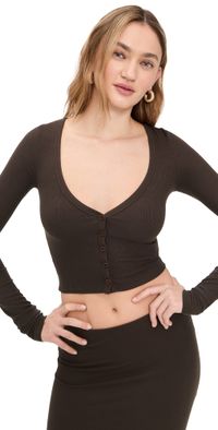 Éterne Cropped Cardigan Espresso XS