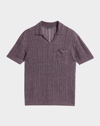 Men's Odin Textured Linen Polo Sweater