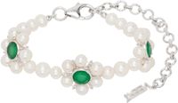 VEERT White Gold 'The Trio Flower Pearl' Bracelet
