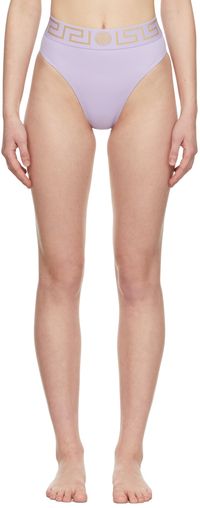 Versace Underwear Purple Medusa Band High Waist Bikini Bottom