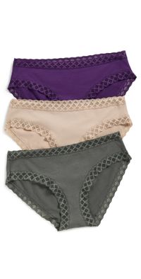 Natori Natori Bliss Girl Brief 3 Pack Vivid Grape/Flint/Cafe M