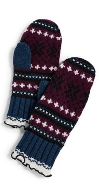 Sea Linea Fair Isle Mittens Green One Size