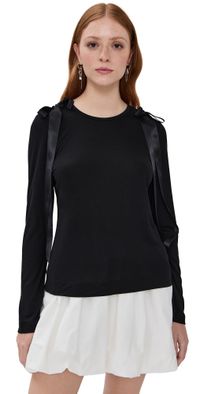 Simone Rocha Bow Ribbon Tail Long Sleeve T-Shirt Black M