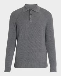 Men's Cotton English Rib Knit Polo Sweater