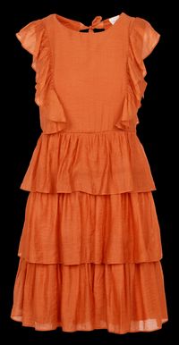 Vila - Robe courte col rond à volants - Taille 40 - Orange