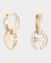 18K Yellow Gold Klasp Earrings with White Diamonds