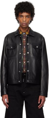 Dsquared2 Black Boxy Jean Leather Jacket