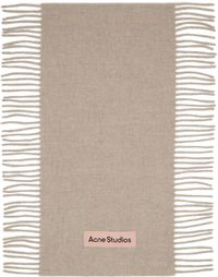 Acne Studios Écharpe beige en laine à franges