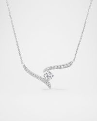 18K White Gold Vela Crossover Diamond Pendant Necklace