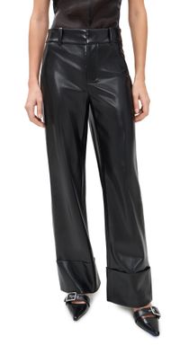 alice + olivia Alexander High Rise Vegan Leather Pants Black 0