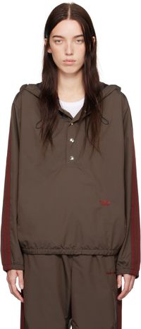 Wales Bonner Anorak brun en taffetas édition adidas Originals