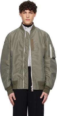 sacai Khaki Nylon Twill Bomber Jacket