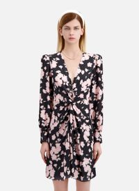 The Kooples - Robe courte Col V imprimée - Taille 4 - Noir