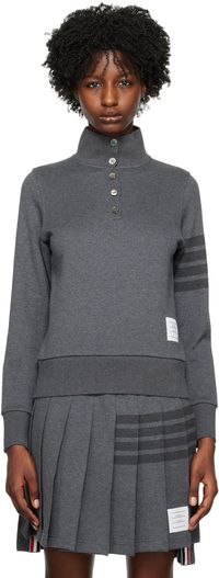 Thom Browne Gray Funnel Neck Polo