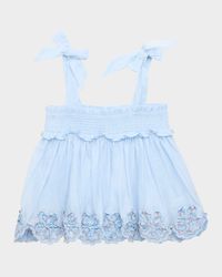 Girl's Cascadian Ruffle Smocked Top, Size 2-12