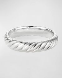 Men's 18k White Gold Cable Band Ring, 5mm