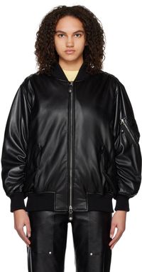 Stella McCartney Black Alter Mat Faux-Leather Bomber Jacket