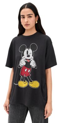 RE/DONE Boyfriend Tee Silly Mickey Washed Black M