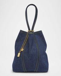 Spin Medium Tote Bag in Denim and Leather
