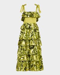Asta Sequined Ruffle Midi Dress