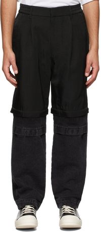 JERIH Black Paneled Colorblock Trousers