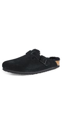 Birkenstock Boston Shearling Sandals Black Black 44