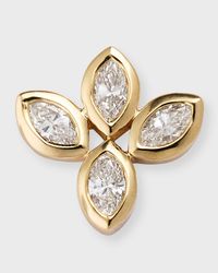 14K Yellow Gold Marquise Diamond Flower Stud Earring, Single