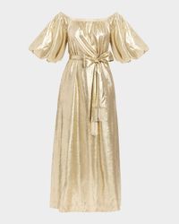 Rafaella Off-Shoulder Metallic Gown