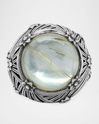 Rutilated Quartz and Mother-of-Pearl Ring, Size 7