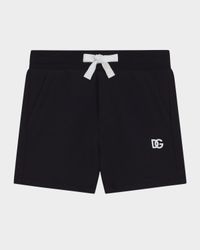 Boy's Jersey Jogger Shorts W/ Rubber DG Logo, Size 12M-30M
