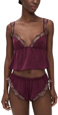 Bluebella Marabel Luxury Satin Cami and Shorts Set Cherry Lacquer/Sheer S