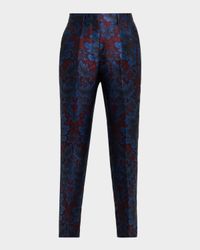 Brocade Slim-Leg Crop Trousers