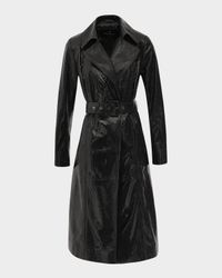 Python-Embossed Metis Suede Belted Trench Coat