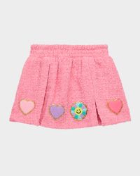 Girl's Appliquéd Tweed Mini Skirt, Size 4-10