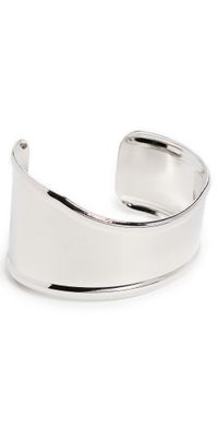 By Adina Eden Indented Curved Wide Bangle Bracelet Silver One Size