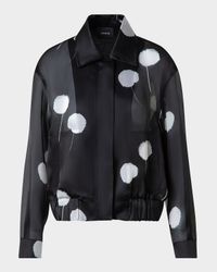 Wanda Windflower-Print Silk Crepe Blouson Jacket