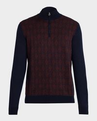 Men's Diamond-Woven Knit Half-Zip Sweater