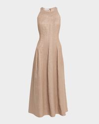 Metallic Linen Sleeveless Ankle Dress