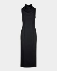 Funnel Neck Midi Dress