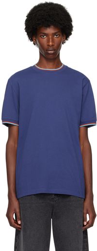 PS by Paul Smith T-shirt bleu à col ras du cou à rayures