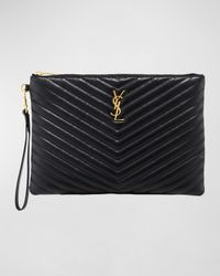 YSL Monogram Medium Pouch in Smooth Leather