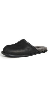 UGG Scuff Leather Slippers Black 10