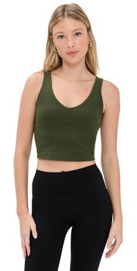 Beyond Yoga Spacedye Good Day Cropped Tank Army Green Heather L