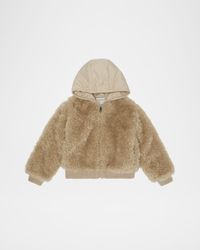 Girl's Teddy Zip-Front Cardigan with Nylon Hood, Size 12-14