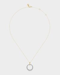 14K White and Yellow Gold Diamond Bujukan Drop Necklace, 20mm